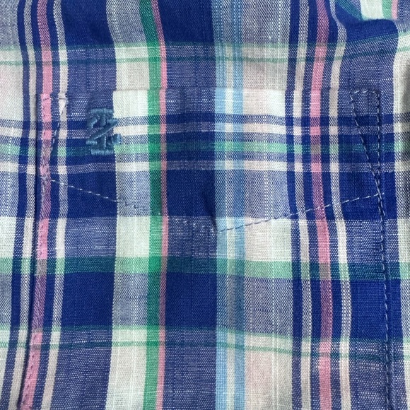 IZOD Plaid Button Down Long Sleeve Top blue/pink/green Size M 10/12 - Picture 6 of 6